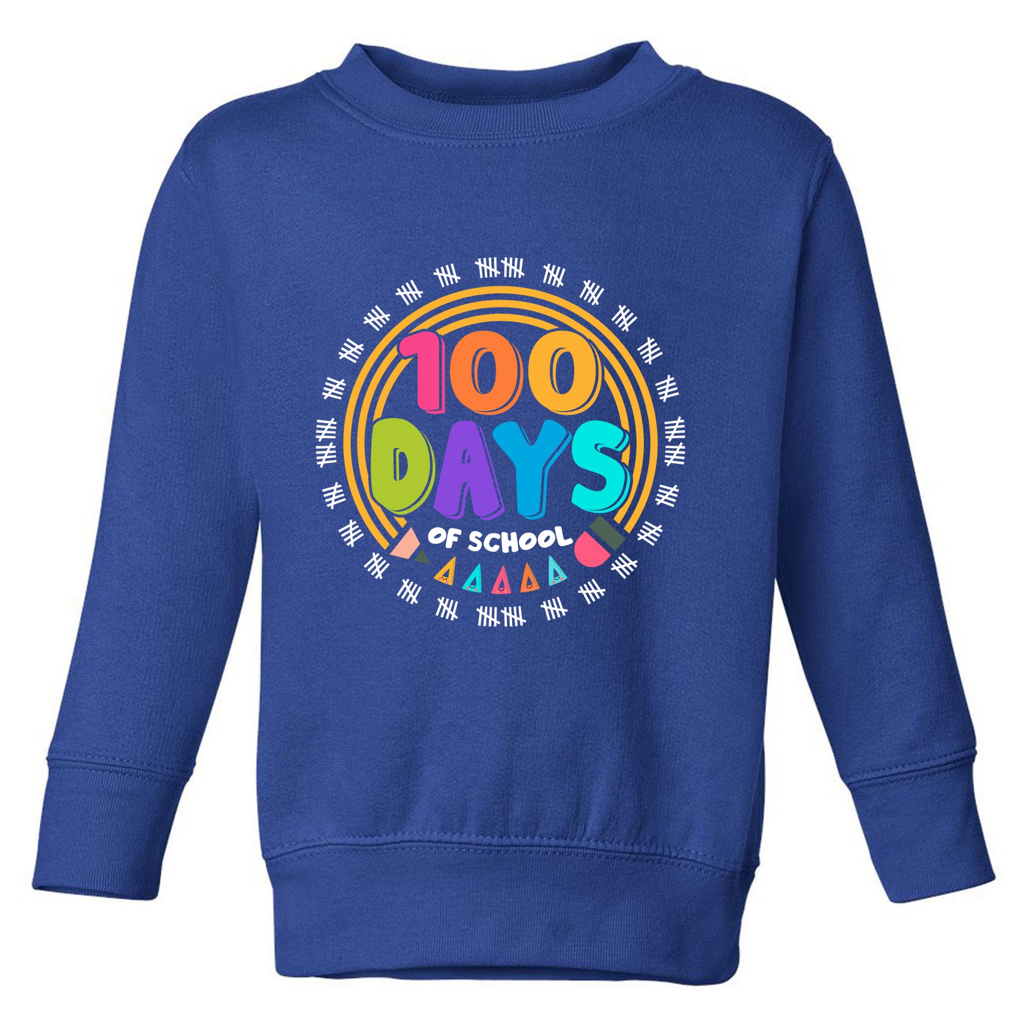 Cute Cool 100 Days Of School Pencil Emblem Toddler Sweatshirt