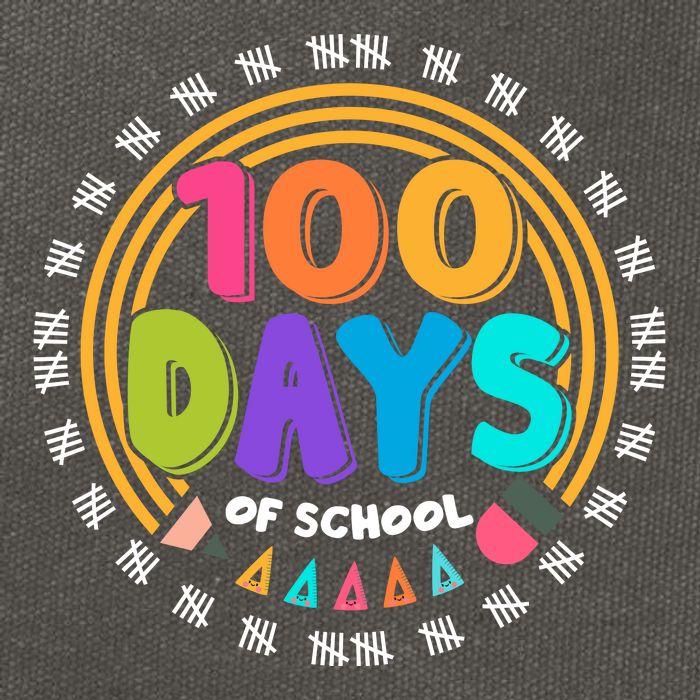 Cute Cool 100 Days Of School Pencil Emblem Cotton Canvas Backpack