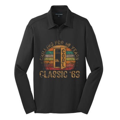 Cool Classic 1963 Vintage 60th Birthday Gifts 60 Year Old Silk Touch Performance Long Sleeve Polo