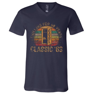 Cool Classic 1963 Vintage 60th Birthday Gifts 60 Year Old V-Neck T-Shirt