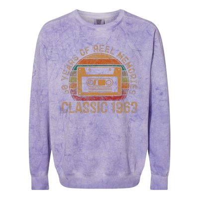 Cassette Classic 1963 Retro 60th Birthday Gifts 60 Year Old Colorblast Crewneck Sweatshirt