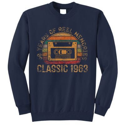 Cassette Classic 1963 Retro 60th Birthday Gifts 60 Year Old Tall Sweatshirt