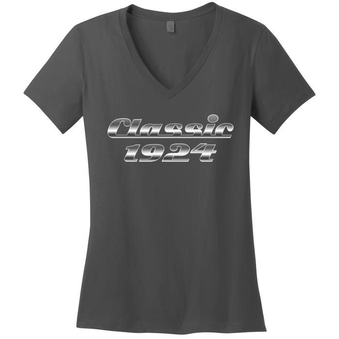 Classic Chrome 1924 100th Birthday Women's V-Neck T-Shirt