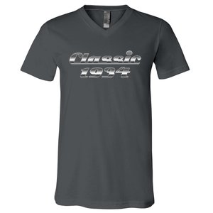 Classic Chrome 1934 90th Birthday V-Neck T-Shirt