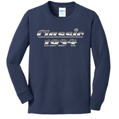 Classic Chrome 1934 90th Birthday Kids Long Sleeve Shirt