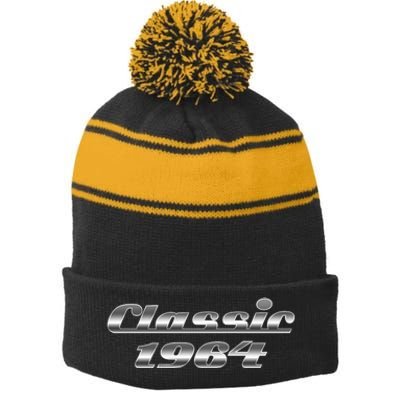 Classic Chrome 1964 60th Birthday Stripe Pom Pom Beanie