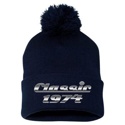 Classic Chrome 1974 50th Birthday Pom Pom 12in Knit Beanie