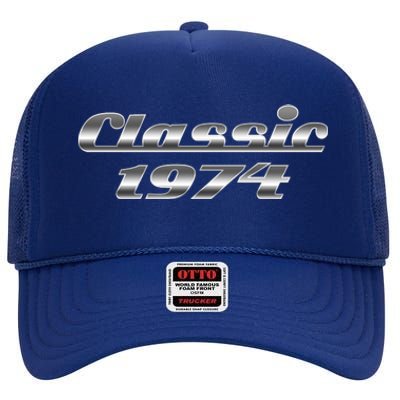 Classic Chrome 1974 50th Birthday High Crown Mesh Back Trucker Hat