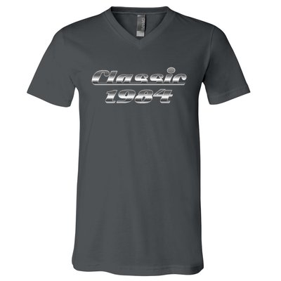 Classic Chrome 1984 40th Birthday V-Neck T-Shirt