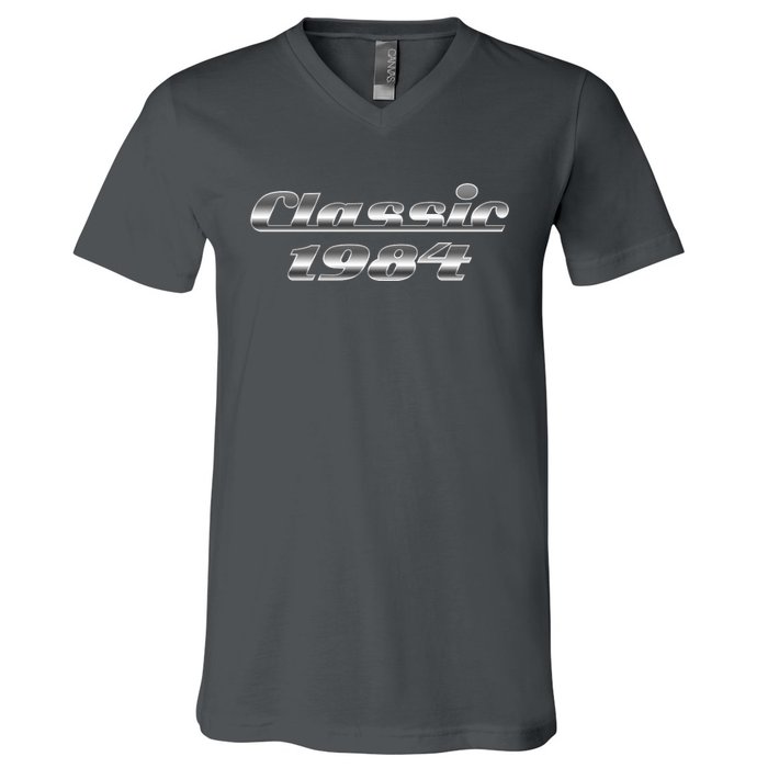 Classic Chrome 1984 40th Birthday V-Neck T-Shirt