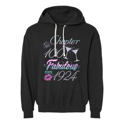 Cute Chapter 100th Birthday Fabulous Since 1924 Garment-Dyed Fleece Hoodie