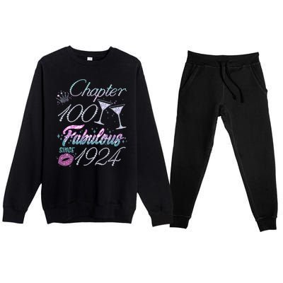 Cute Chapter 100th Birthday Fabulous Since 1924 Premium Crewneck Sweatsuit Set