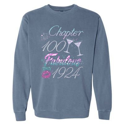 Cute Chapter 100th Birthday Fabulous Since 1924 Garment-Dyed Sweatshirt