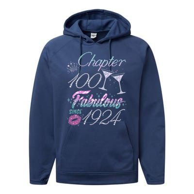 Cute Chapter 100th Birthday Fabulous Since 1924 Performance Fleece Hoodie