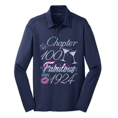 Cute Chapter 100th Birthday Fabulous Since 1924 Silk Touch Performance Long Sleeve Polo