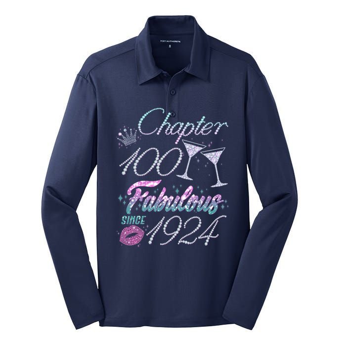 Cute Chapter 100th Birthday Fabulous Since 1924 Silk Touch Performance Long Sleeve Polo