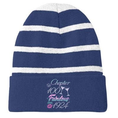 Cute Chapter 100th Birthday Fabulous Since 1924 Striped Beanie with Solid Band