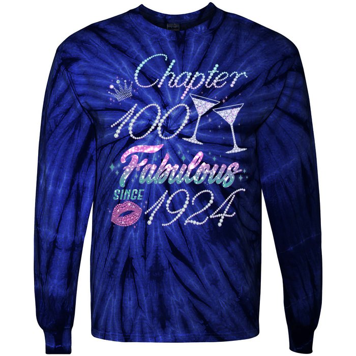 Cute Chapter 100th Birthday Fabulous Since 1924 Tie-Dye Long Sleeve Shirt