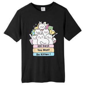 Cute Cat 100 Days You Must Be Kitten 100th Day Of School Tall Fusion ChromaSoft Performance T-Shirt