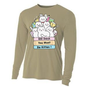 Cute Cat 100 Days You Must Be Kitten 100th Day Of School Cooling Performance Long Sleeve Crew