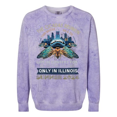 Cicada Concert 2024 Illinois Cicada Broods Colorblast Crewneck Sweatshirt