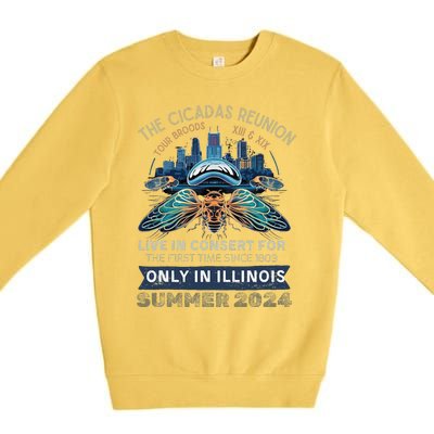 Cicada Concert 2024 Illinois Cicada Broods Premium Crewneck Sweatshirt