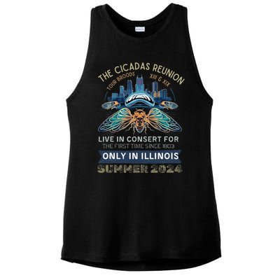 Cicada Concert 2024 Illinois Cicada Broods Ladies PosiCharge Tri-Blend Wicking Tank