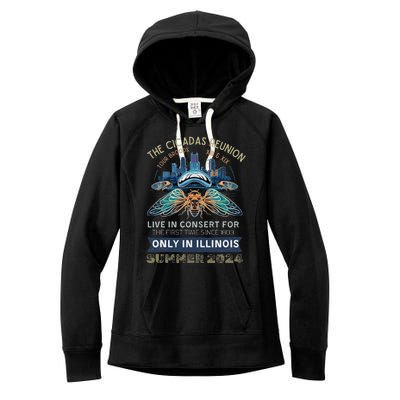 Cicada Concert 2024 Illinois Cicada Broods Women's Fleece Hoodie