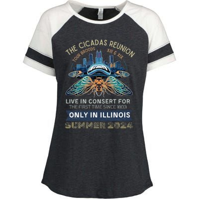 Cicada Concert 2024 Illinois Cicada Broods Enza Ladies Jersey Colorblock Tee