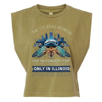 Cicada Concert 2024 Illinois Cicada Broods Garment-Dyed Women's Muscle Tee