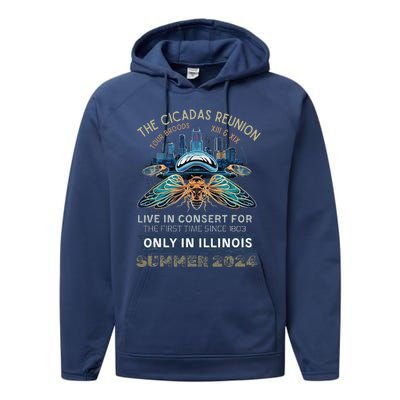 Cicada Concert 2024 Illinois Cicada Broods Performance Fleece Hoodie