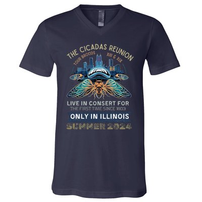 Cicada Concert 2024 Illinois Cicada Broods V-Neck T-Shirt