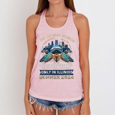 Cicada Concert 2024 Illinois Cicada Broods Women's Knotted Racerback Tank