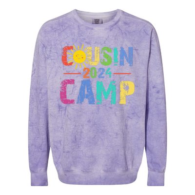 Cousin Camp 2024 Family Vacation Summer Camping Colorblast Crewneck Sweatshirt