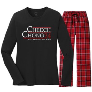 Cheech & Chong ’24 Make America Chill Again Women's Long Sleeve Flannel Pajama Set 