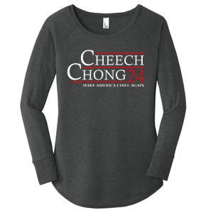 Cheech & Chong ’24 Make America Chill Again Women's Perfect Tri Tunic Long Sleeve Shirt