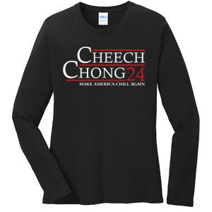 Cheech & Chong ’24 Make America Chill Again Ladies Long Sleeve Shirt