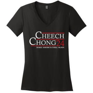 Cheech & Chong ’24 Make America Chill Again Women's V-Neck T-Shirt