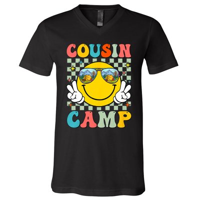 Cousin Camp 2024 Family Vacation Summer Camping Crew Cute V-Neck T-Shirt