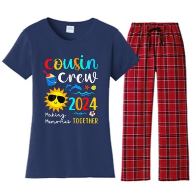 Cousin Crew 2024 Summer Vacation Beach Family Trips Matching Women's Flannel Pajama Set