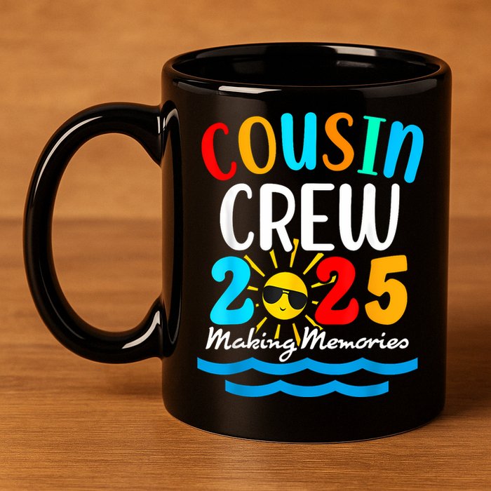 Cousin Crew 2025 Summer Vacation Beach Family Trips Matching 11oz C Handle Ceramic Mug