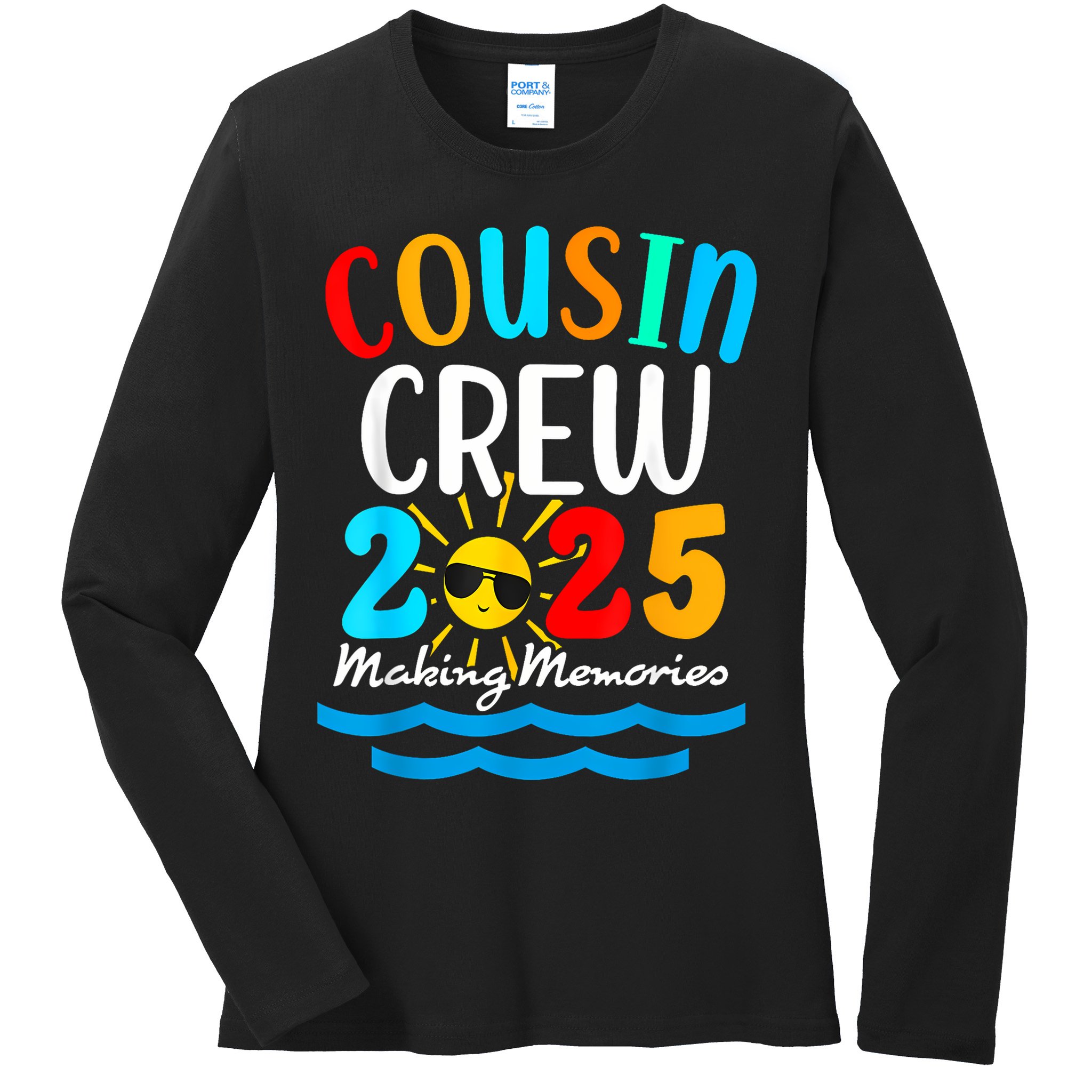 Cousin Crew 2025 Summer Vacation Beach Family Trips Matching Ladies Long Sleeve Shirt