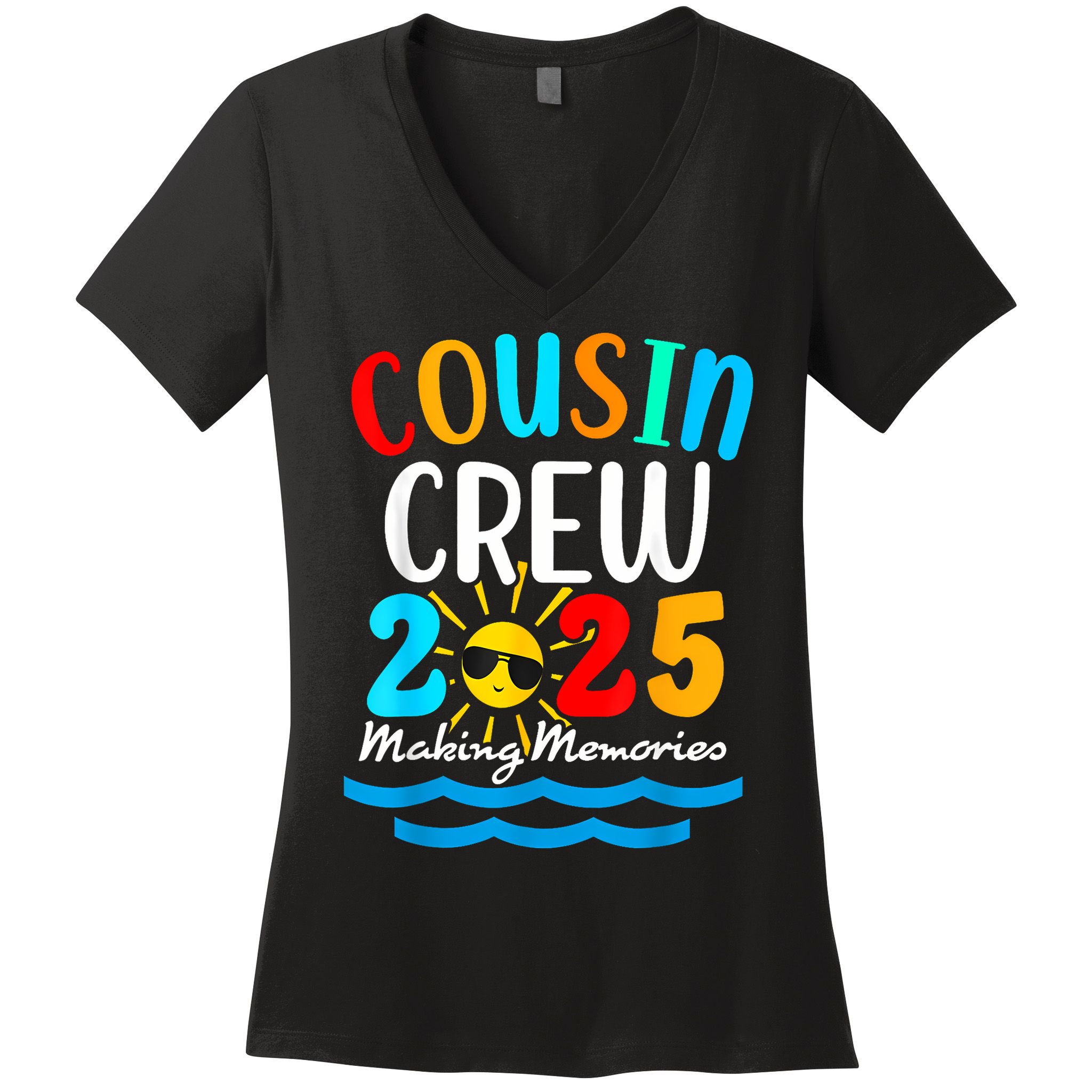 Cousin Crew 2025 Summer Vacation Beach Family Trips Matching Women's V-Neck T-Shirt