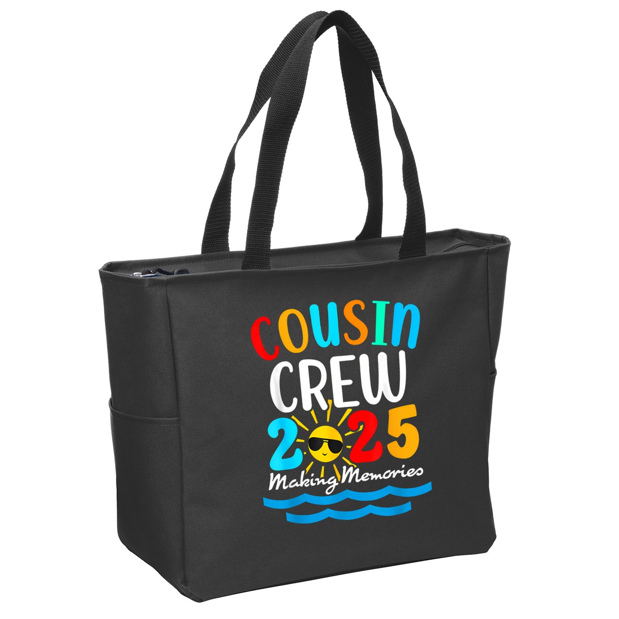 Cousin Crew 2025 Summer Vacation Beach Family Trips Matching Zip Tote Bag
