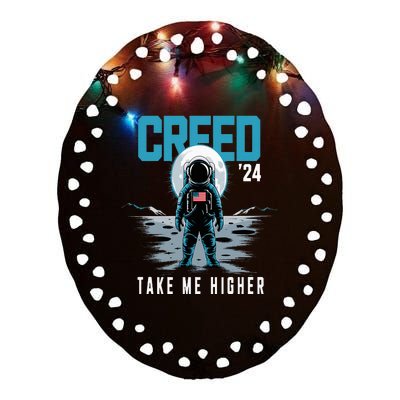 Cool C.R.E.E.D. 24 Take Me H.I.G.H.E.R American Astronaut Ceramic Oval Ornament