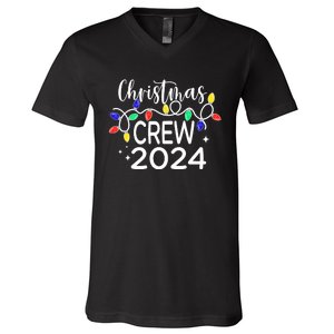 Christmas Crew 2024 Family Christmas Pajamas Xmas Matching V-Neck T-Shirt