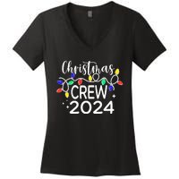 Christmas Crew 2024 Family Christmas Pajamas Xmas Matching Women's V-Neck T-Shirt