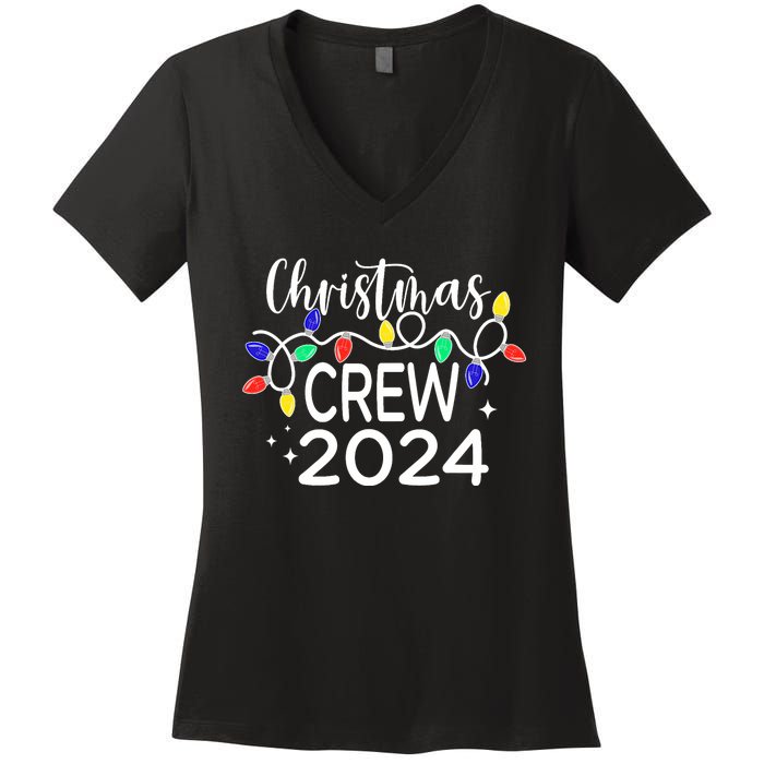 Christmas Crew 2024 Family Christmas Pajamas Xmas Matching Women's V-Neck T-Shirt