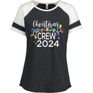 Christmas Crew 2024 Family Christmas Pajamas Xmas Matching Enza Ladies Jersey Colorblock Tee