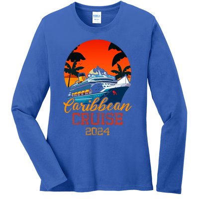 Caribbean Cruise 2024 Family Vacation Trip Cruising Matching Ladies Long Sleeve Shirt